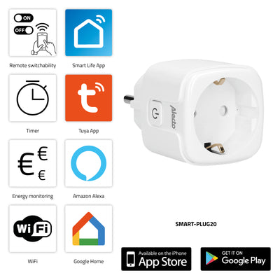 Alecto SMART-PLUG20 - Smart Wi-Fi plug with energy monitor, 16A, 3680W