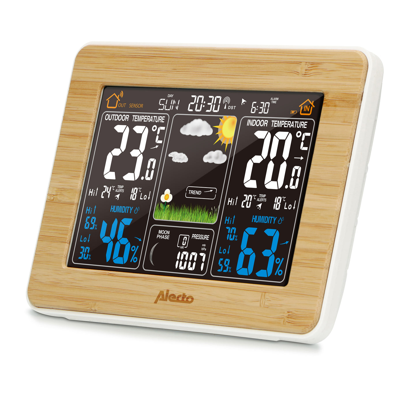 Alecto WS-1560 - Weather station with wireless sensor, bamboo