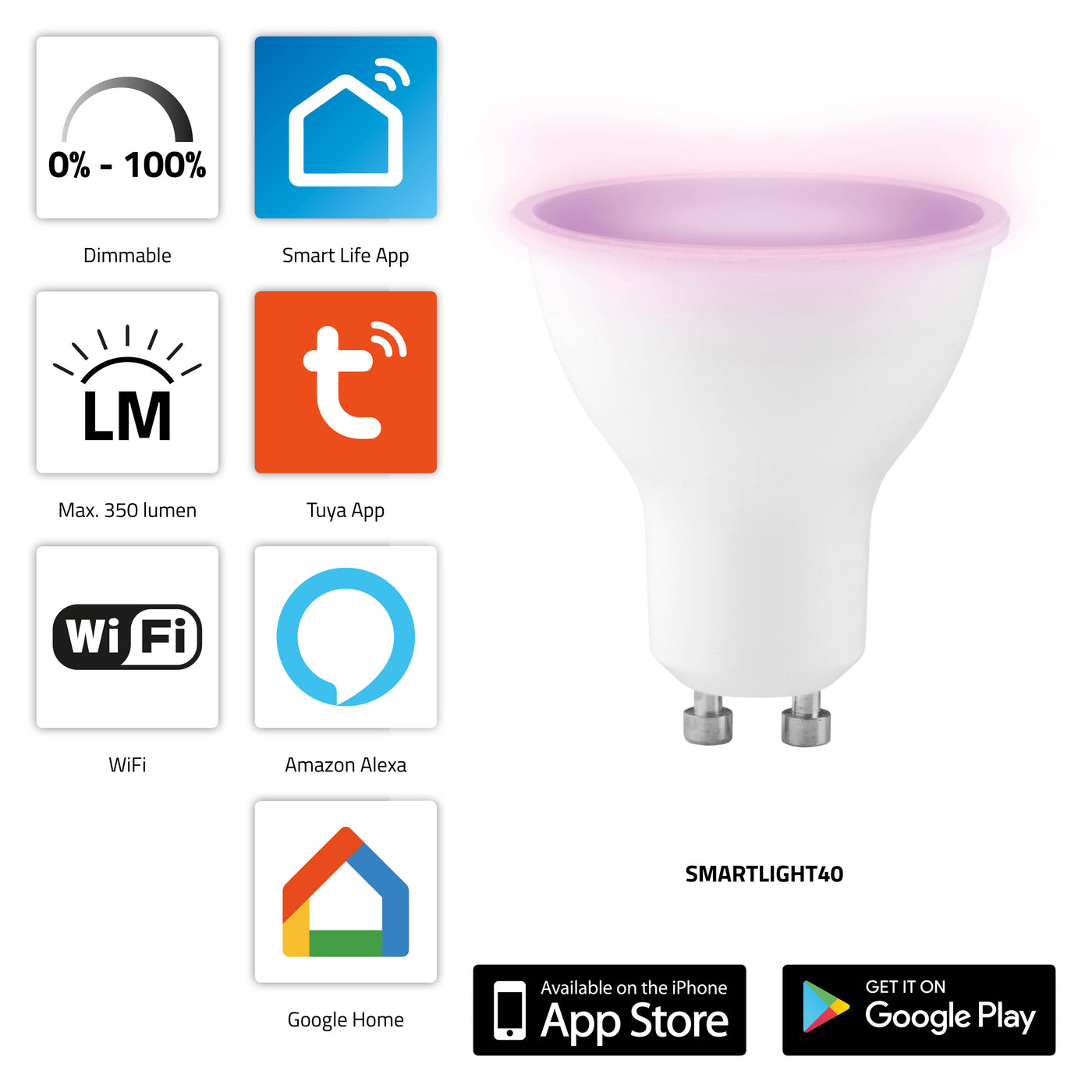 Alecto SMARTLIGHT40 - Smart LED colour lamp with Wi-Fi