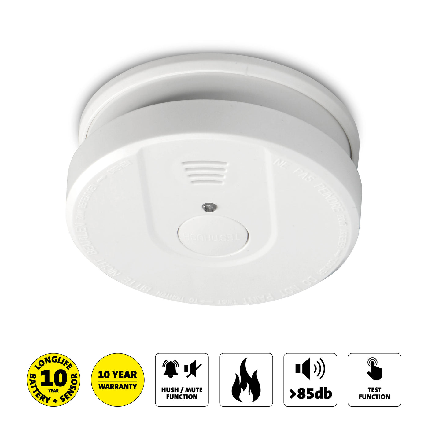 Alecto SA211 - Smoke detector with 10 years battery and sensor runtime, white