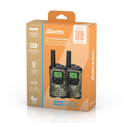 Alecto FR115CAMO - Set of 2 kids’ walkie talkies, range up to 7 kilometers, camouflage