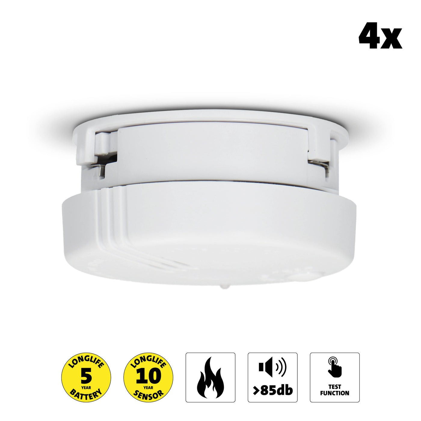 Alecto SA-100 4-PACK - Mini smoke detector with 5 year battery, 4 pack