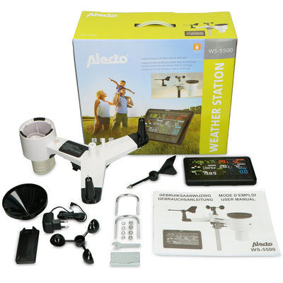 Alecto WS-5500 - Professional 8 in 1 wi-fi weather station with app and wireless outdoor sensor, black