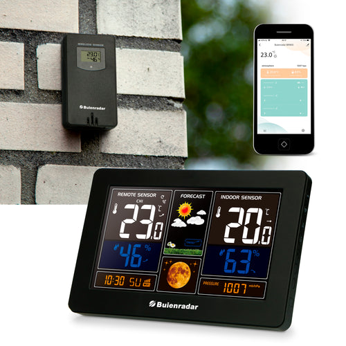 Buienradar BR900 - 3 in 1 Wi-Fi weather station with app and wireless outdoor sensor, black