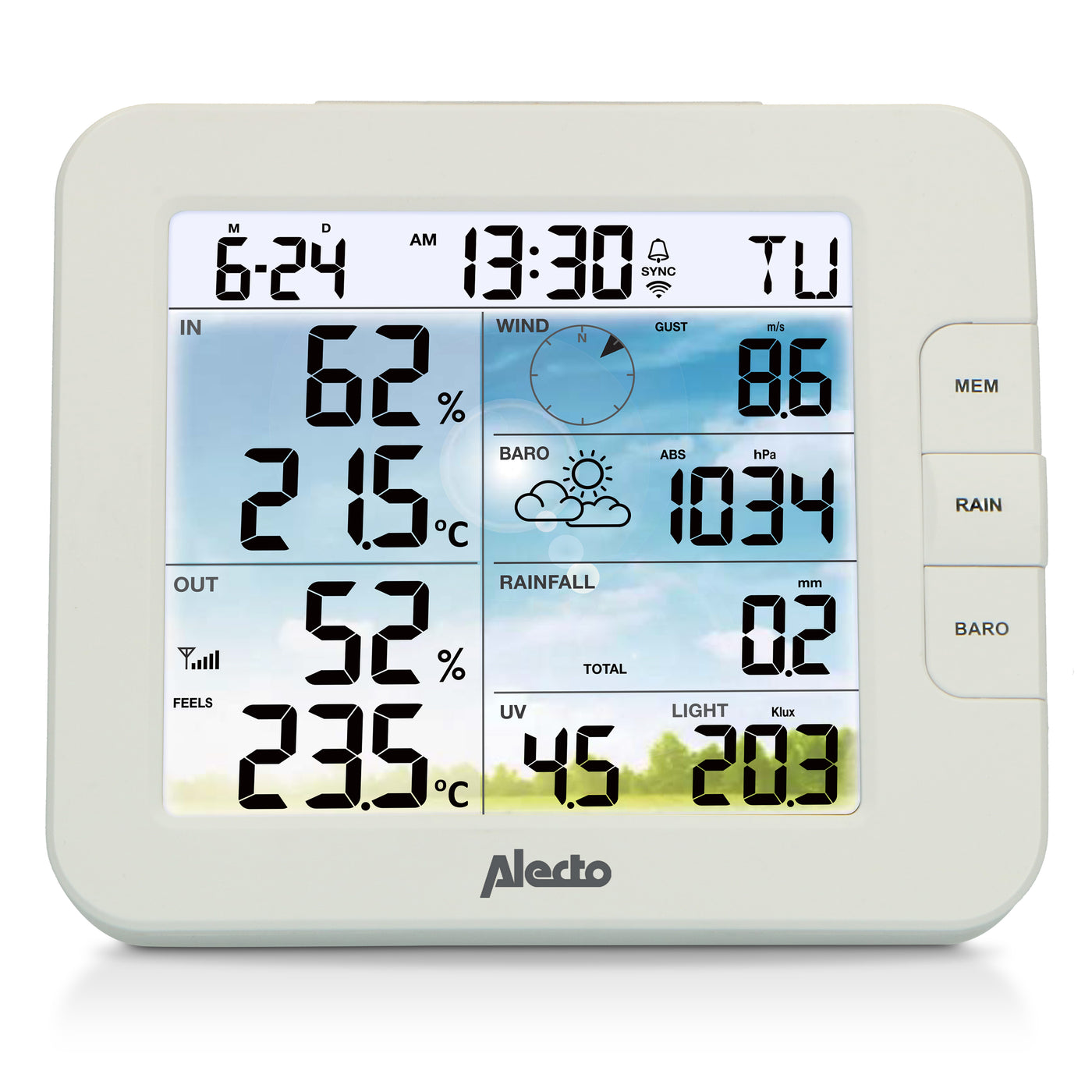 Alecto WS5400 - Professional 8 in 1 wi-fi weather station with app and wireless outdoor sensor