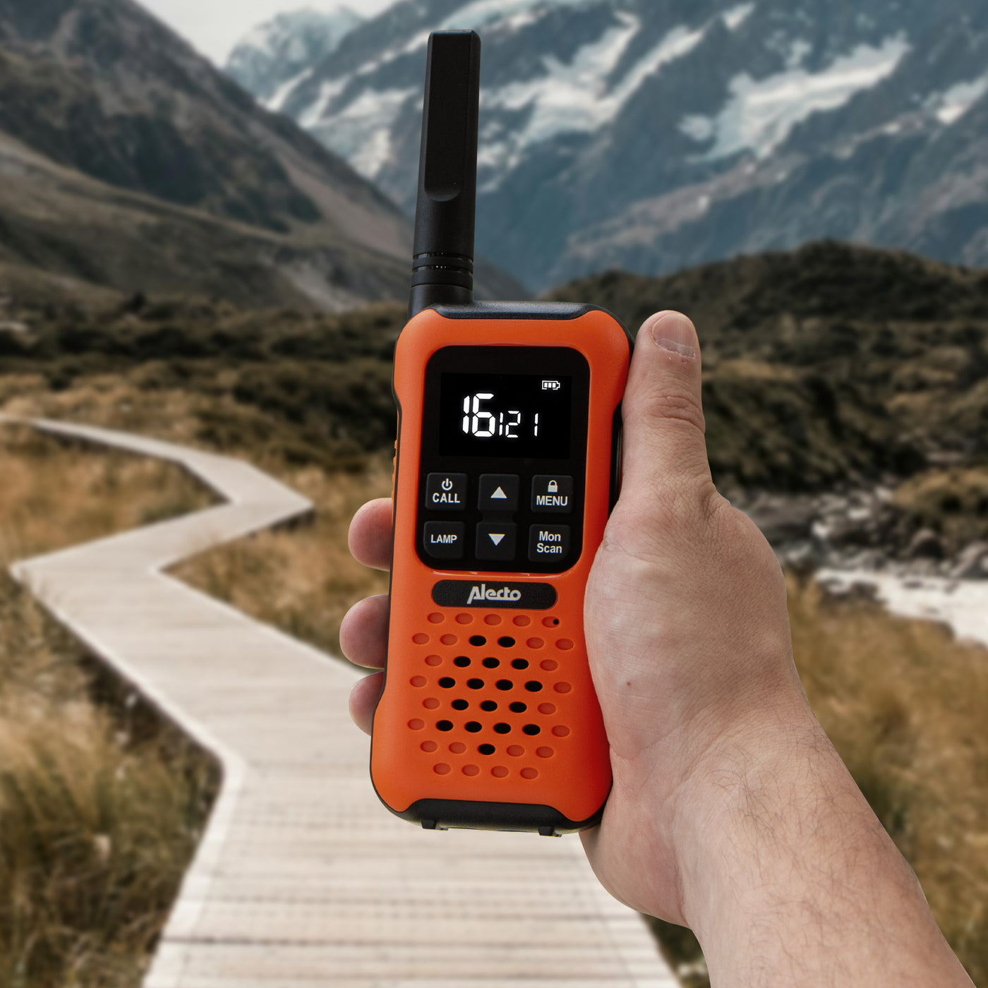 Alecto FR300OE - Ruggedized Two-Way radio, range up to 10 kilometers, orange/black