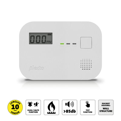 Alecto COA3910 - Carbon monoxide alarm with 10 year sensor runtime and display