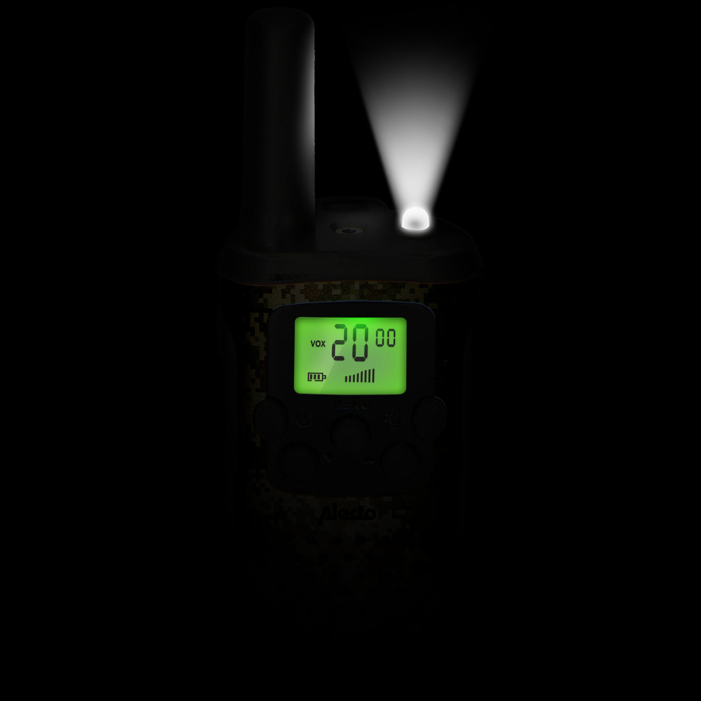 Alecto FR115CAMO - Set of 2 kids’ walkie talkies, range up to 7 kilometers, camouflage