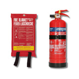 Alecto SB11 + BP-1 - Fire Safety Set - Fire Blanket SB11 (100 x 100 cm) + Powder Fire Extinguisher BP-1 (1 kg)