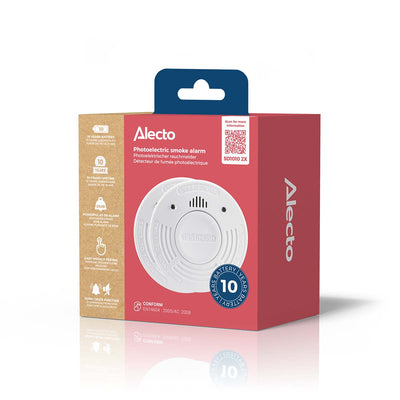 Alecto SD1010 2X - Rookmelder met batterij voor 10 jaar, 2 stuks