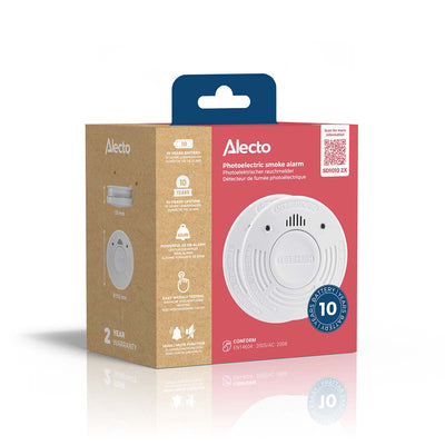 Alecto SD1010 2X - Rookmelder met batterij voor 10 jaar, 2 stuks