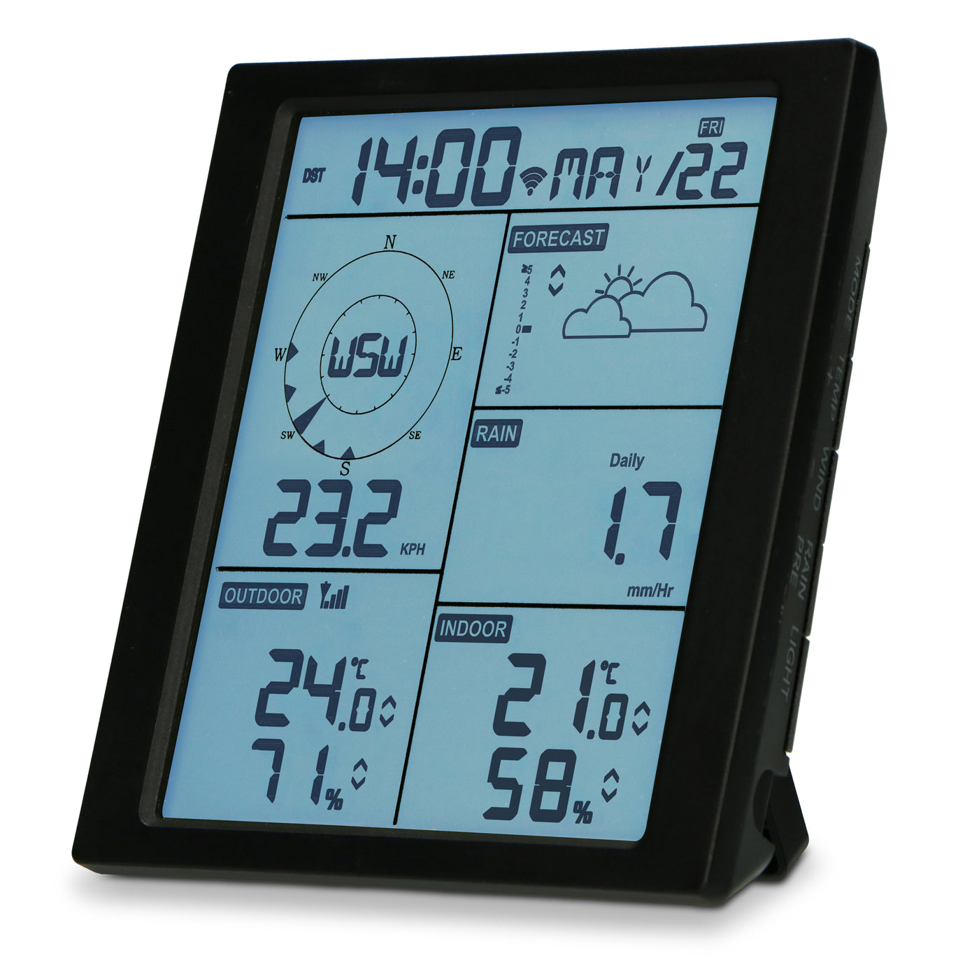 Alecto WS5200 - Professional 6 in 1 wi-fi weather station with app and wireless outdoor sensor, black