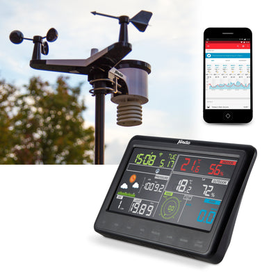 Alecto WS-5500 - Professional 8 in 1 wi-fi weather station with app and wireless outdoor sensor, black