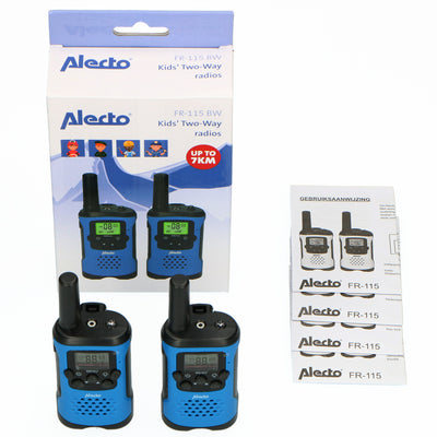 Alecto FR-115BW - Set of two Two-Way radios for children, range up to 7 kilometers, blue/black