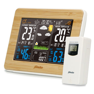 Alecto WS-1560 - Weather station with wireless sensor, bamboo