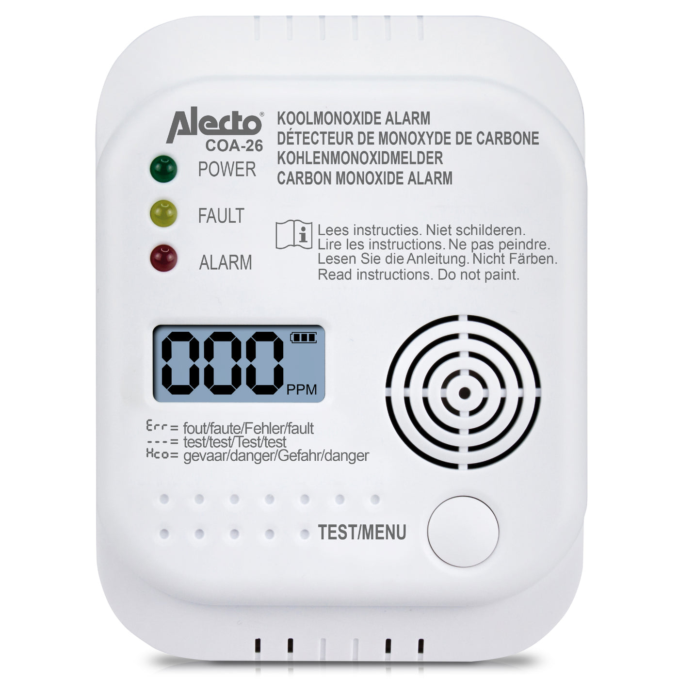 Alecto COA-26 - Carbon monoxide alarm with 7 years sensor runtime, white