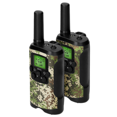 Alecto FR115CAMO - Set of 2 kids’ walkie talkies, range up to 7 kilometers, camouflage