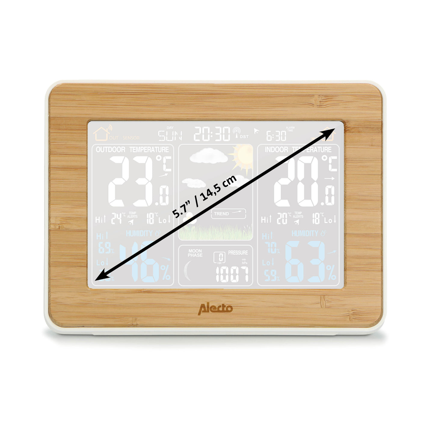 Alecto WS-1560 - Weather station with wireless sensor, bamboo