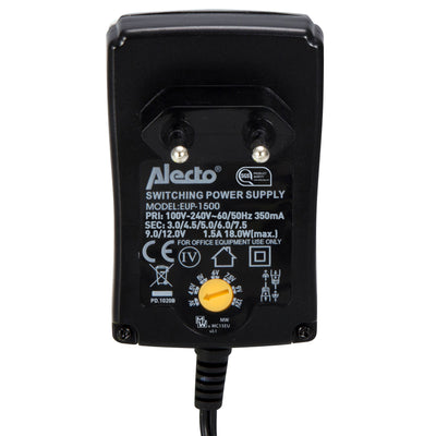 Alecto EUP-1500 - Universal eco power adaptor 1500 mA, black