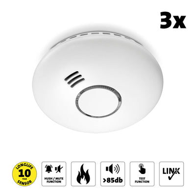 Alecto SA-43 - Wireless connectable smoke + heat detector, 3 pack