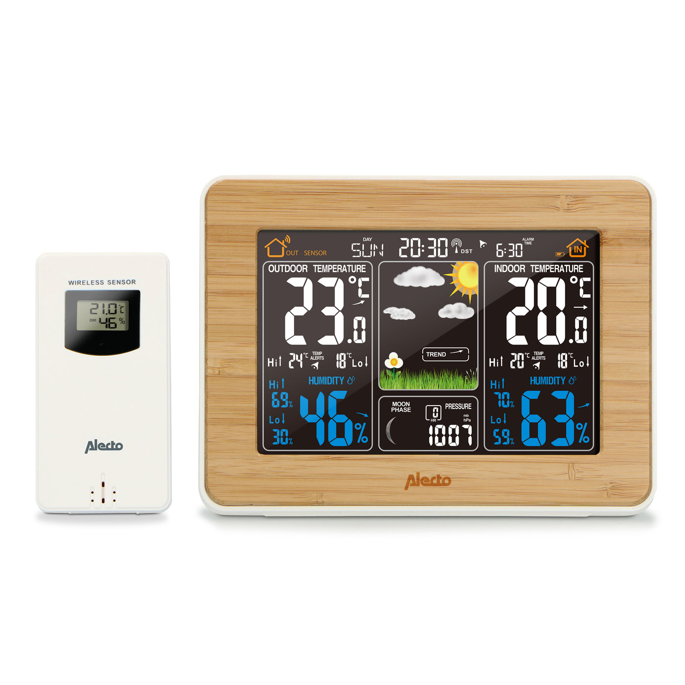 Alecto WS-1560 - Weather station with wireless sensor, bamboo