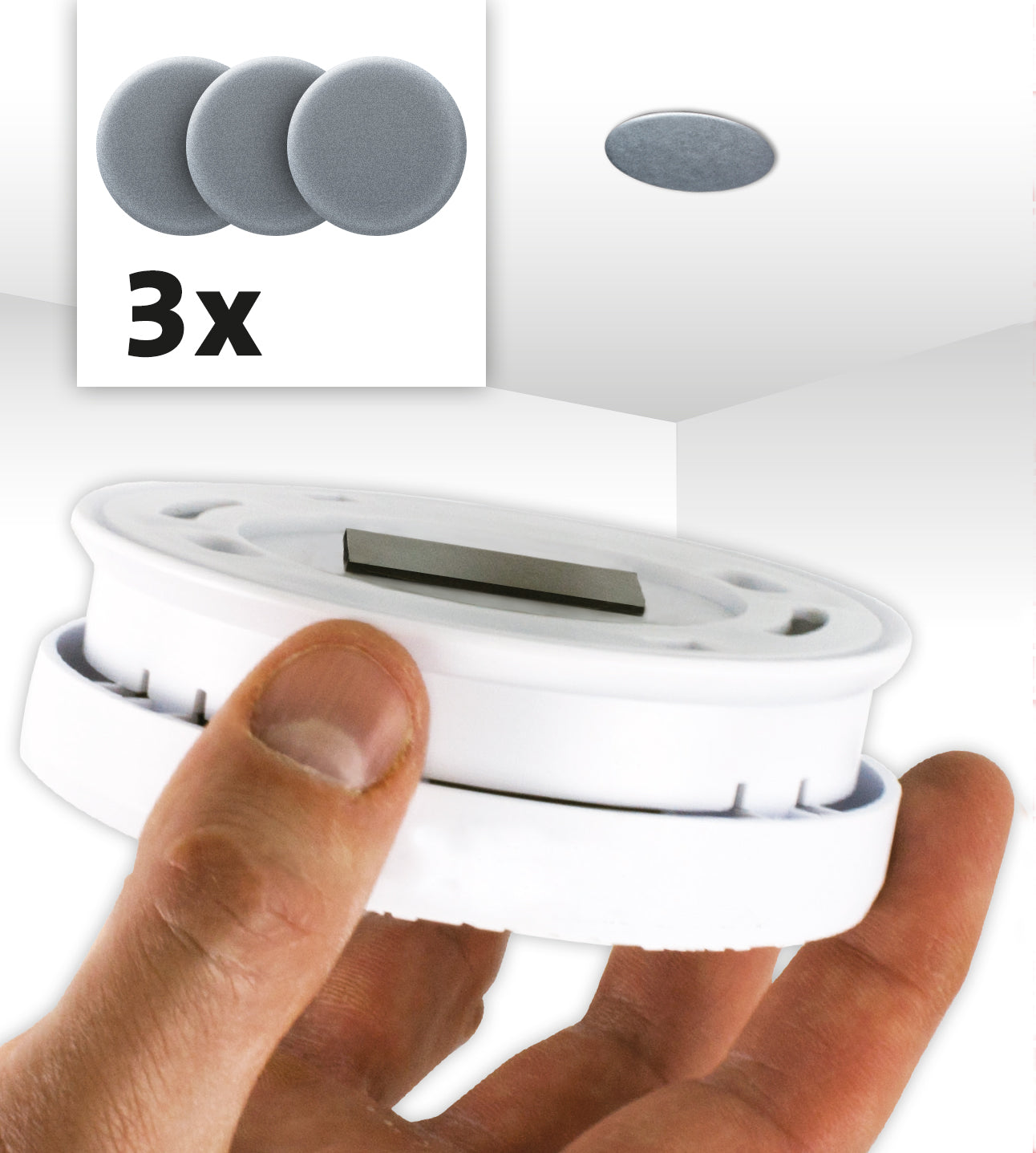 Alecto MK-2 TRIPLE - Magnetic mounting kit for smoke + CO detectors