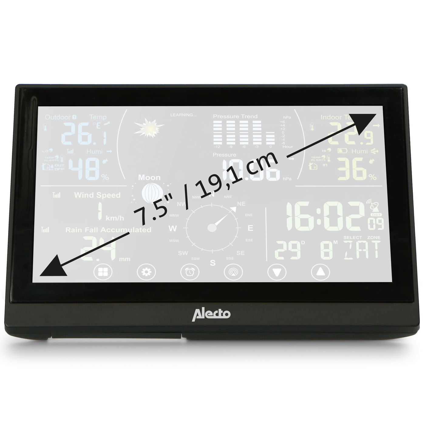 Alecto WS-3850 - Professional 6 in 1 weather station with wireless sensor, black