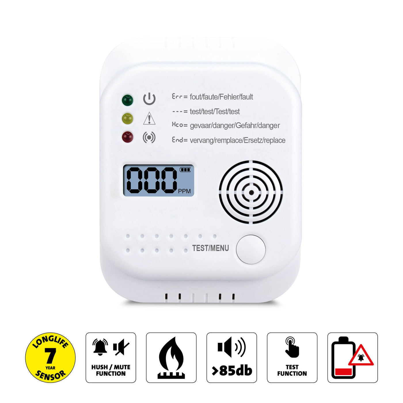 Alecto COA-28 - Carbon monoxide alarm with 7 year sensor runtime, white