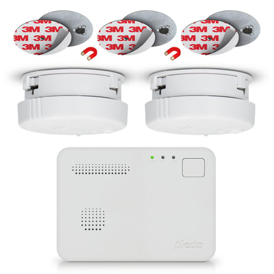 Alecto BPB19 - Fire safety kit with 2 mini smoke detectors, 1 carbon monoxide alarm and 3 magnetic mounting plates