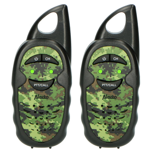 Alecto FR-05CAMO - Set of 2 kids’ walkie talkies, range up to 3 kilometers, camouflage