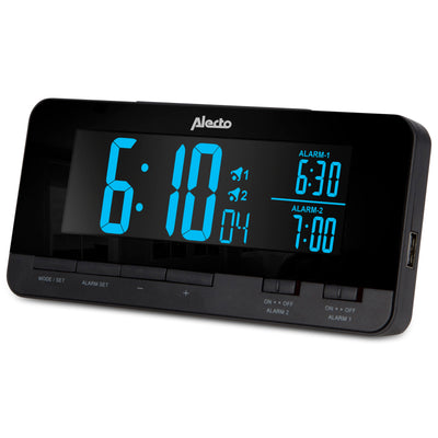 Alecto AK-60 - Alarm clock with temperature display, 2 USB