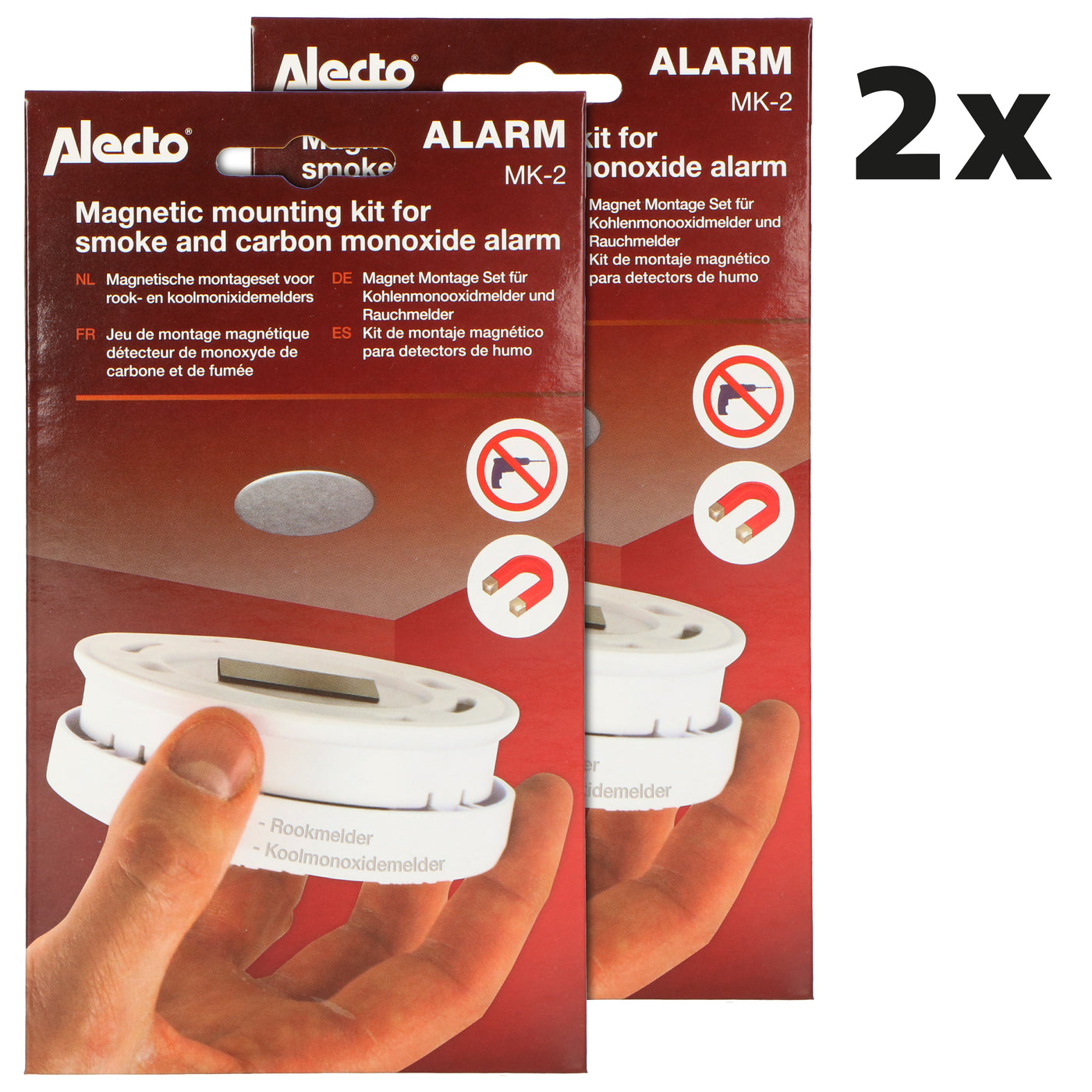 Alecto MK-2 TWIN - Magnetic mounting kit for smoke + CO detectors