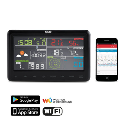 Alecto WS-5500 - Professional 8 in 1 wi-fi weather station with app and wireless outdoor sensor, black