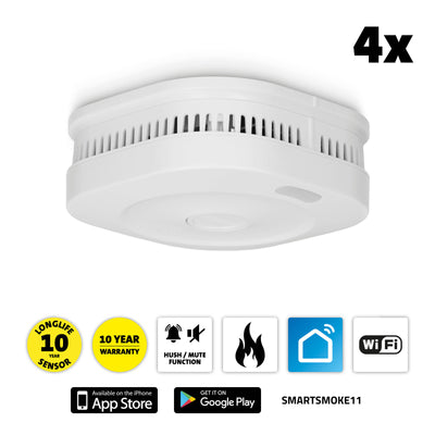 Alecto SMARTSMOKE11 4x - Wi-Fi Smart smoke detector, 4 pack