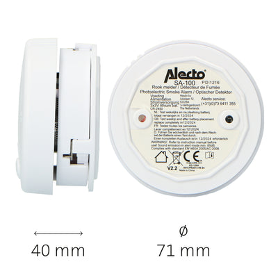 Alecto SA-102 - Mini smoke detector with 5 year battery,  2 pack, white